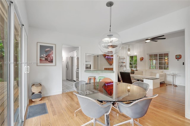 842 NW 9th Ct, Miami, FL 33136 - dining area with light wood-type flooring and a ceiling fan