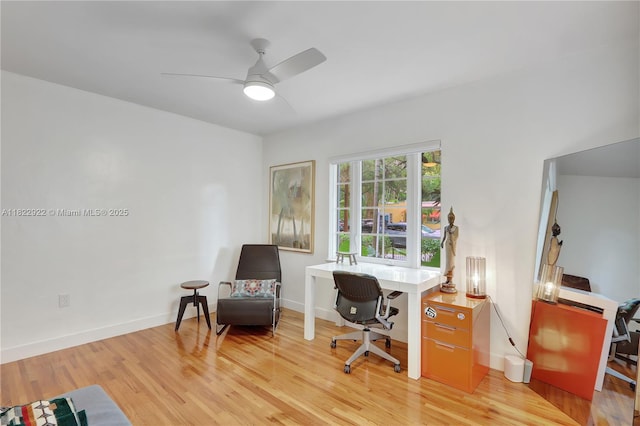 842 NW 9th Ct, Miami, FL 33136 - office area with light wood-style floors and a ceiling fan
