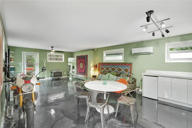 842 NW 9th Ct, Miami, FL 33136 - dining area with concrete flooring and an AC wall unit