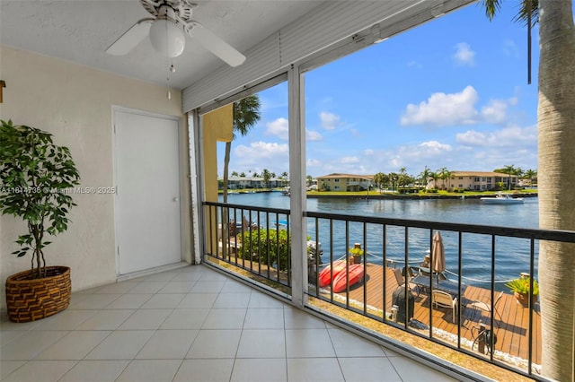 777 S Federal Hwy Unit 201G, Pompano Beach, FL 33062 - balcony featuring a water view, a ceiling fan, and a residential view