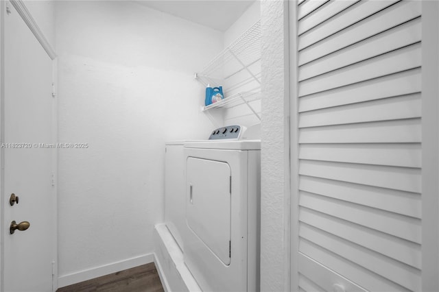 15452 SW 138th Ter, Miami, FL 33196 - laundry area featuring washer and clothes dryer and dark wood-style flooring