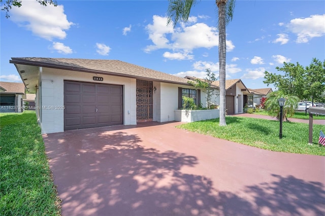 2035 SW 15th Ct, Deerfield Beach, FL 33442 - single story home featuring an attached garage, concrete driveway, a front lawn, concrete block siding, and a shingled roof