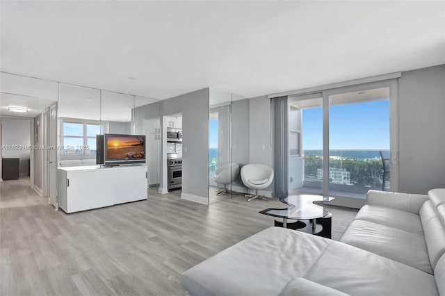 2639 N Riverside Dr Unit 1203, Pompano Beach, FL 33062 - living area featuring light wood-type flooring and healthy amount of natural light