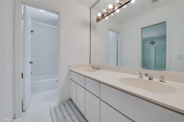 6670 SW 69th Ln, South Miami, FL 33143 - full bath with double vanity, tile patterned flooring, and shower / bathtub combination