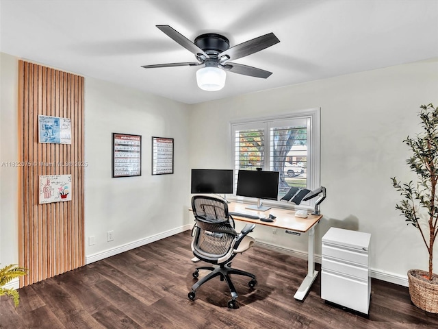 3920 NW 20th St, Coconut Creek, FL 33066 - office area featuring wood finished floors and a ceiling fan