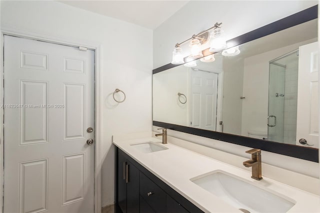 12540 SW 31st St, Miami, FL 33175 - bathroom featuring double vanity and a stall shower