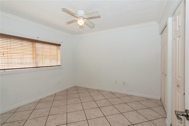 12540 SW 31st St, Miami, FL 33175 - unfurnished room with ceiling fan, ornamental molding, and light tile patterned flooring