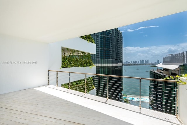 1300 Monad Ter Unit 9D, Miami Beach, FL 33139 - balcony featuring a water view, a view of skyline, and view of pool area