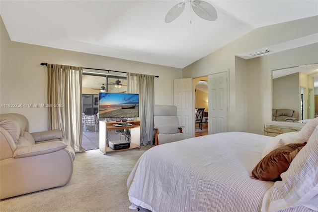 1180 NW 100th Way, Plantation, FL 33322 - carpeted bedroom with access to outside, lofted ceiling, arched walkways, and a ceiling fan