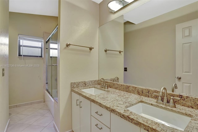 1180 NW 100th Way, Plantation, FL 33322 - full bathroom with double vanity, shower / bath combination with glass door, and tile patterned flooring