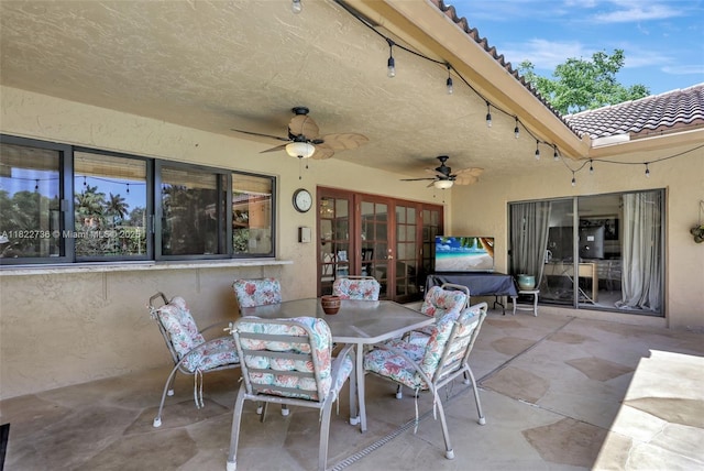 1180 NW 100th Way, Plantation, FL 33322 - view of patio featuring outdoor dining area, a ceiling fan, and french doors