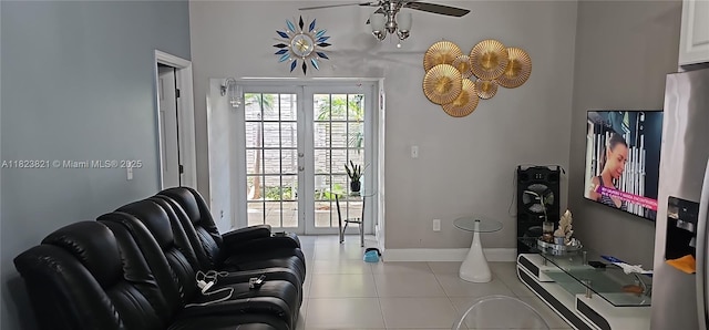 8881 NW 108th Ln, Hialeah Gardens, FL 33018 - living room with a ceiling fan and tile patterned flooring