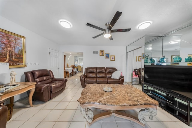 359 E 19th St, Hialeah, FL 33010 - tiled living area with ceiling fan