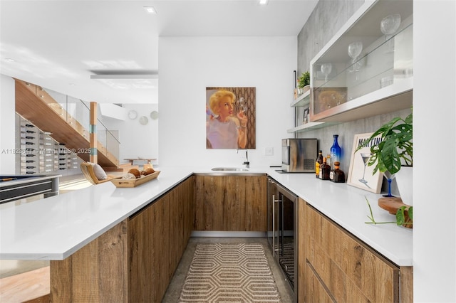 10620 SW 74th Ave, Pinecrest, FL 33156 - indoor wet bar featuring beverage cooler and stairway