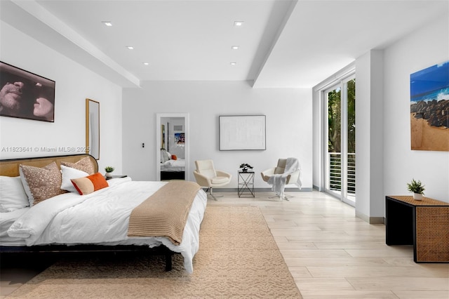10620 SW 74th Ave, Pinecrest, FL 33156 - bedroom featuring access to exterior, light wood-type flooring, and recessed lighting