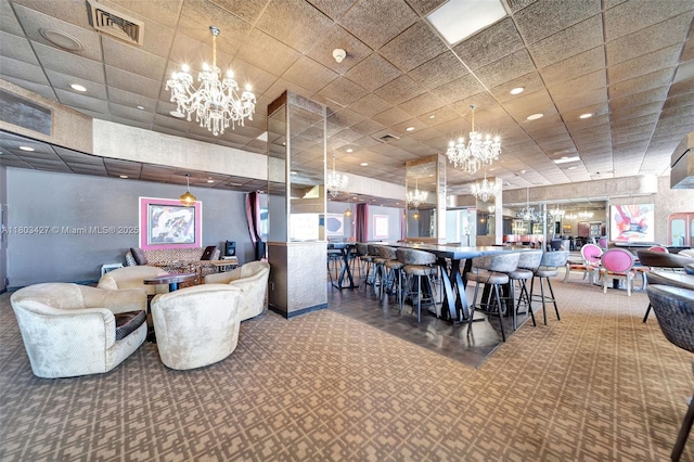 1800 NE 114th St Unit 604, Miami, FL 33181 - carpeted dining room featuring a chandelier and healthy amount of natural light