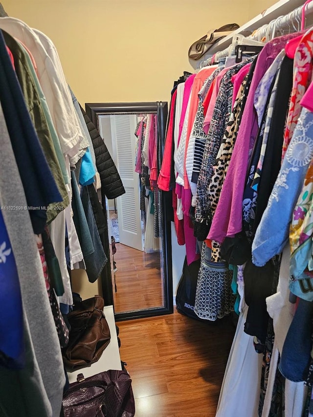 2423 NE 10th St Unit 154, Hallandale Beach, FL 33009 - walk in closet featuring wood finished floors