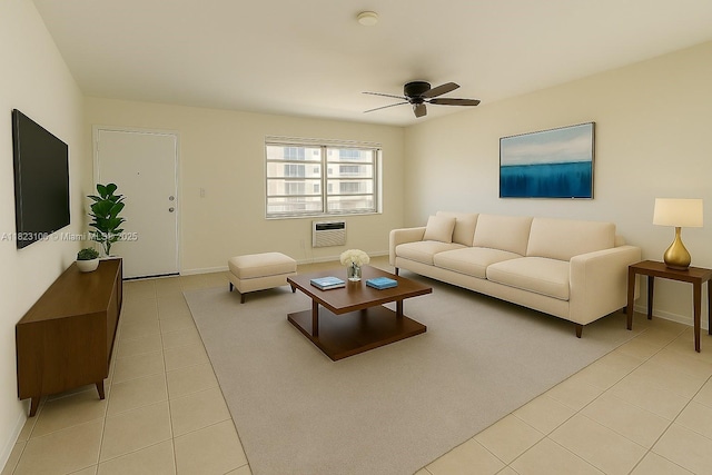 3923 NE 166th St Unit N208, North Miami Beach, FL 33160 - living room featuring light tile patterned flooring and a ceiling fan
