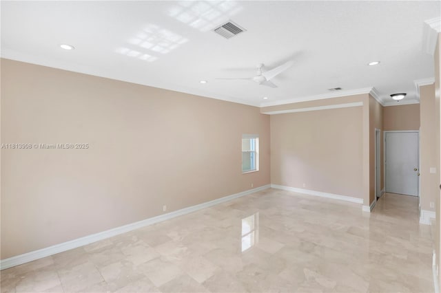 1020 NW 184th Ter, Pembroke Pines, FL 33029 - spare room with crown molding, recessed lighting, and ceiling fan