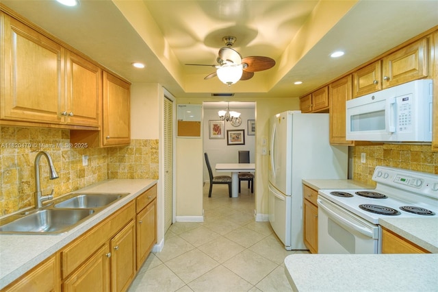 6530 NW 29th St, Sunrise, FL 33313 - kitchen featuring white appliances, light tile patterned flooring, light countertops, and recessed lighting
