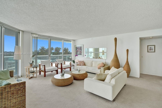 16400 Collins Ave Unit 544, Sunny Isles Beach, FL 33160 - carpeted living room featuring a textured ceiling and floor to ceiling windows