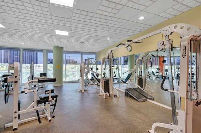 16400 Collins Ave Unit 544, Sunny Isles Beach, FL 33160 - workout area featuring a drop ceiling