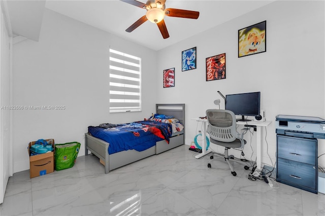 4445 SW 160th Ave Unit 102, Miramar, FL 33027 - bedroom featuring marble look tiles and ceiling fan