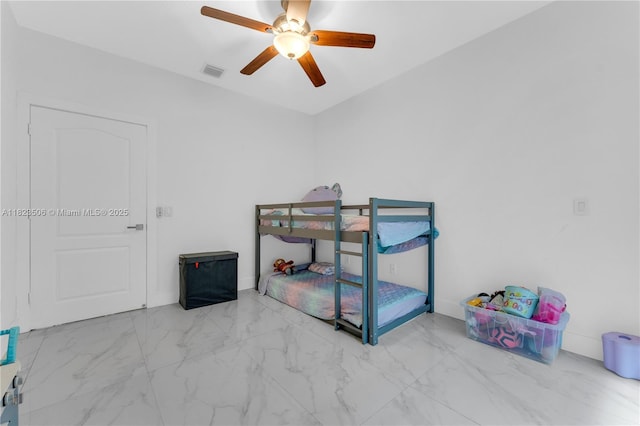 4445 SW 160th Ave Unit 102, Miramar, FL 33027 - bedroom with marble look tile flooring and a ceiling fan