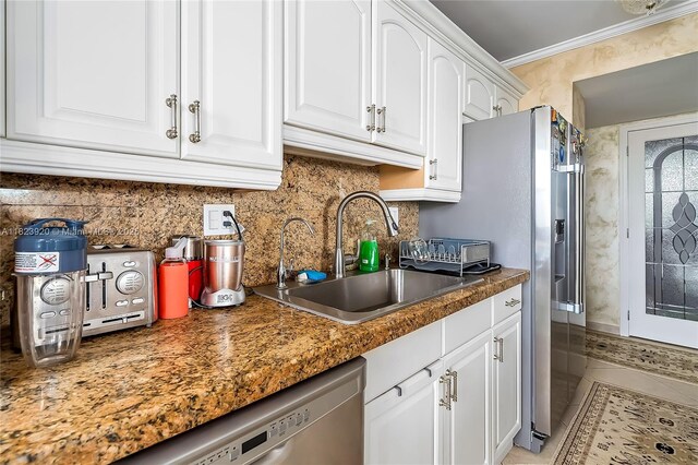 250 174th St Unit 1704, Sunny Isles Beach, FL 33160 - kitchen with white cabinetry, dishwasher, and crown molding