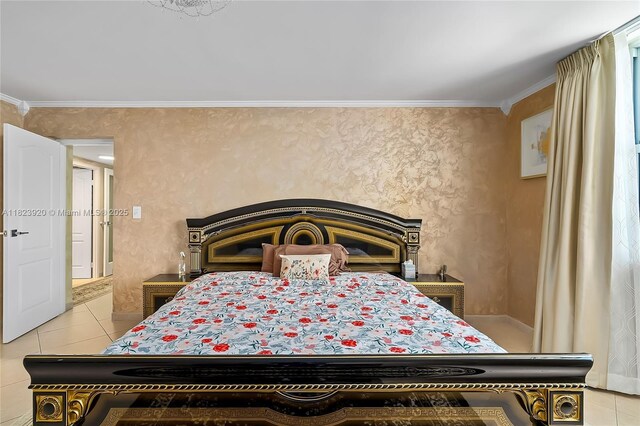 250 174th St Unit 1704, Sunny Isles Beach, FL 33160 - bedroom with tile patterned floors and ornamental molding