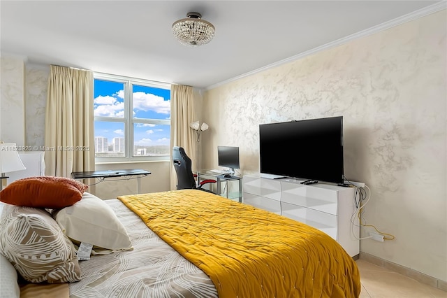 250 174th St Unit 1704, Sunny Isles Beach, FL 33160 - tiled bedroom with crown molding and an office area