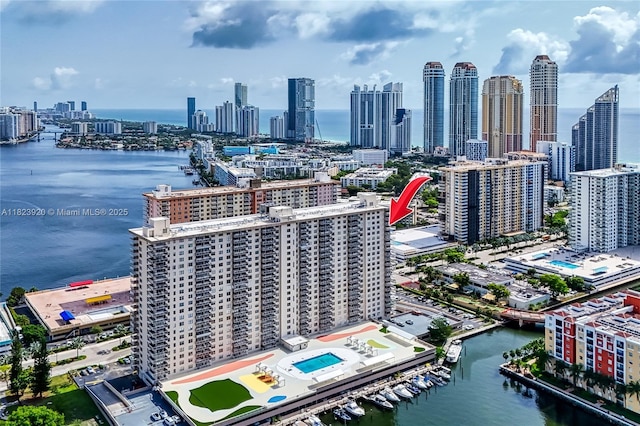 250 174th St Unit 1704, Sunny Isles Beach, FL 33160 - aerial view of city skyline and a large body of water