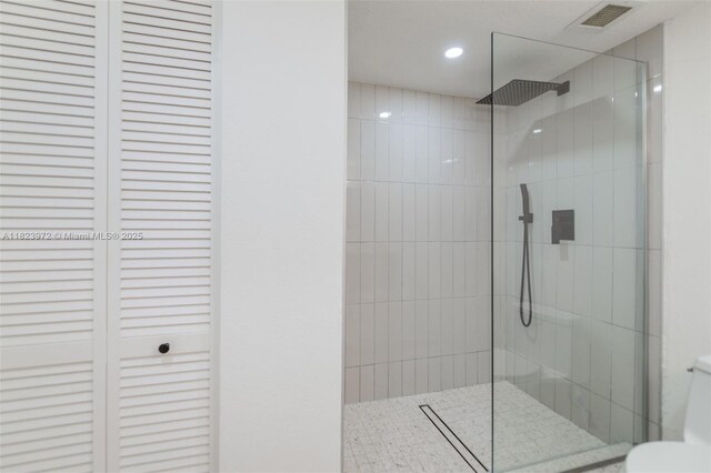 1965 S Ocean Dr Unit 6F, Hallandale Beach, FL 33009 - full bathroom featuring a walk in shower, recessed lighting, and a closet