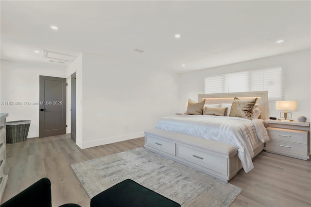 9905 NW 52nd Ln, Doral, FL 33178 - bedroom with attic access, light wood finished floors, and recessed lighting