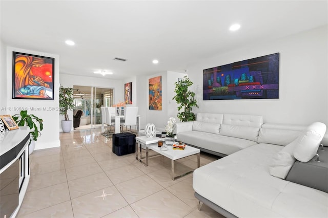 131 NW 31st Ct, Pompano Beach, FL 33064 - living room featuring recessed lighting and light tile patterned floors