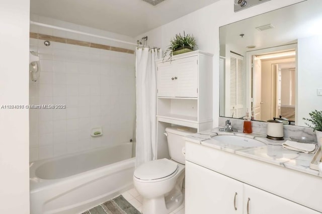 1200 Brickell Bay Dr Unit 1518, Miami, FL 33131 - full bath with vanity, shower / bathtub combination with curtain, and tile patterned flooring