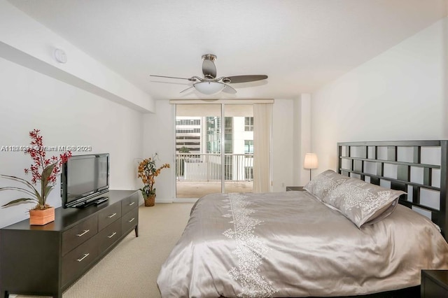 1200 Brickell Bay Dr Unit 1518, Miami, FL 33131 - carpeted bedroom featuring access to outside and ceiling fan