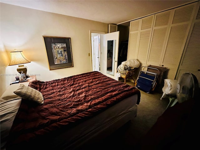carpeted bedroom featuring a closet