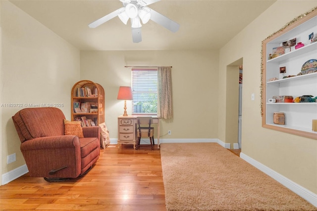 1521 Funston St, Hollywood, FL 33020 - sitting room featuring ceiling fan and light wood-style floors