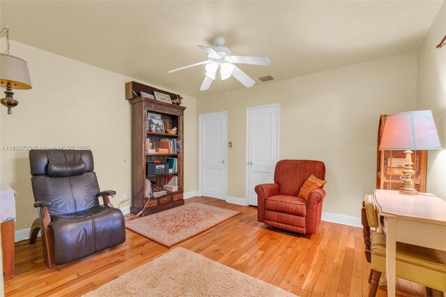 1521 Funston St, Hollywood, FL 33020 - sitting room featuring wood finished floors and a ceiling fan