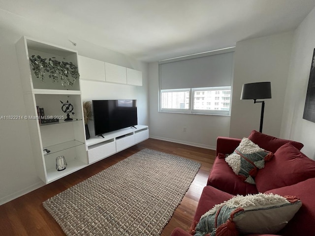 1155 Brickell Bay Dr, Miami, FL 33131 - living area with wood finished floors and baseboards