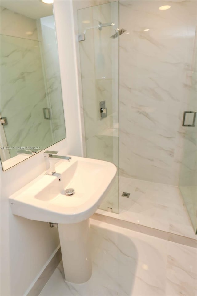 801 S Miami Ave Unit 3108, Miami, FL 33130 - full bathroom featuring marble finish flooring and a marble finish shower