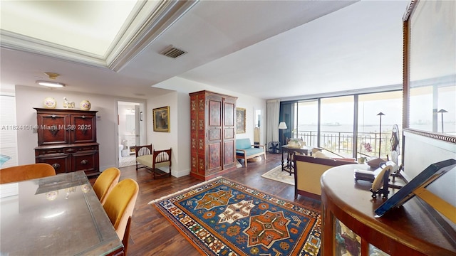 11113 Biscayne Blvd Unit 1055, Miami, FL 33181 - living room featuring dark wood-type flooring and baseboards