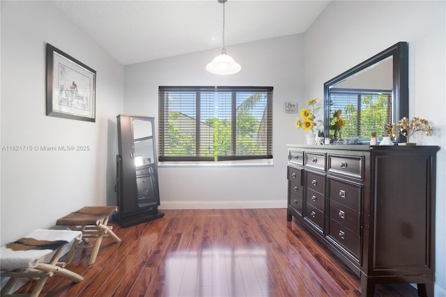 801 NW 156th Ave, Pembroke Pines, FL 33028 - living area with vaulted ceiling and dark wood-style flooring