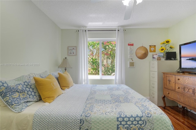 801 NW 156th Ave, Pembroke Pines, FL 33028 - bedroom featuring a textured ceiling, wood finished floors, and ceiling fan