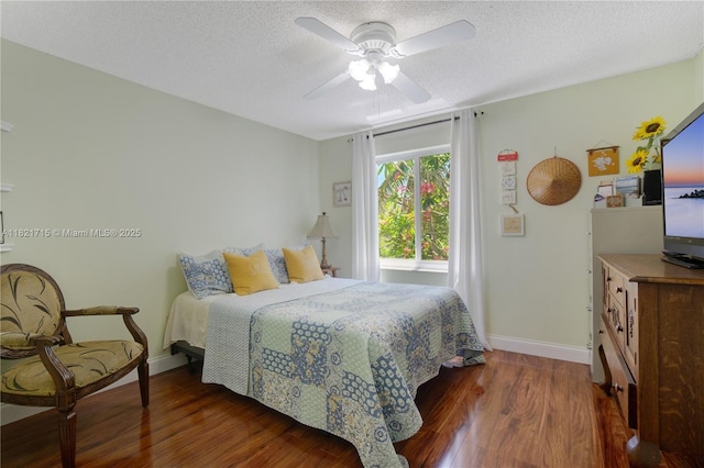 801 NW 156th Ave, Pembroke Pines, FL 33028 - bedroom featuring wood finished floors, a textured ceiling, and a ceiling fan