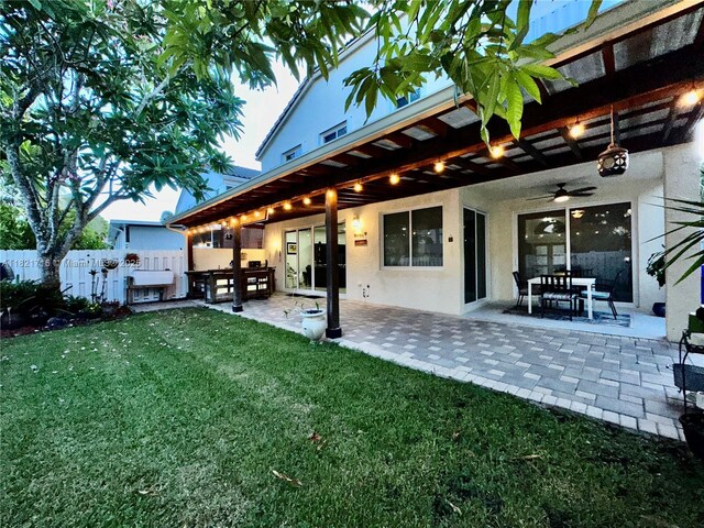 801 NW 156th Ave, Pembroke Pines, FL 33028 - rear view of property with ceiling fan, stucco siding, and a patio