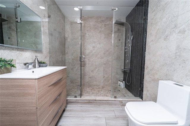 3404 Garden Ln, Miramar, FL 33023 - full bath with vanity, a shower stall, and tile walls