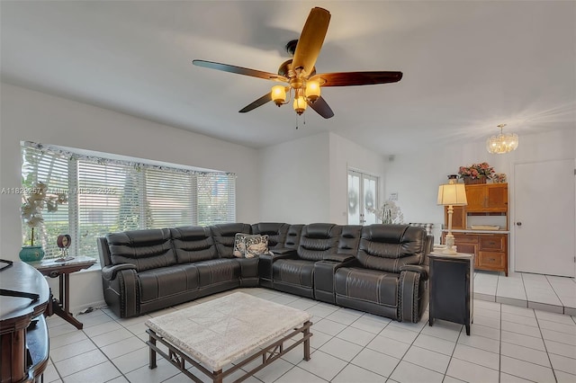 7340 SW 123rd Ter, Pinecrest, FL 33156 - living room with plenty of natural light, ceiling fan, and light tile patterned floors