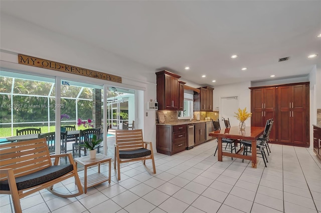 7340 SW 123rd Ter, Pinecrest, FL 33156 - dining area with recessed lighting and light tile patterned flooring